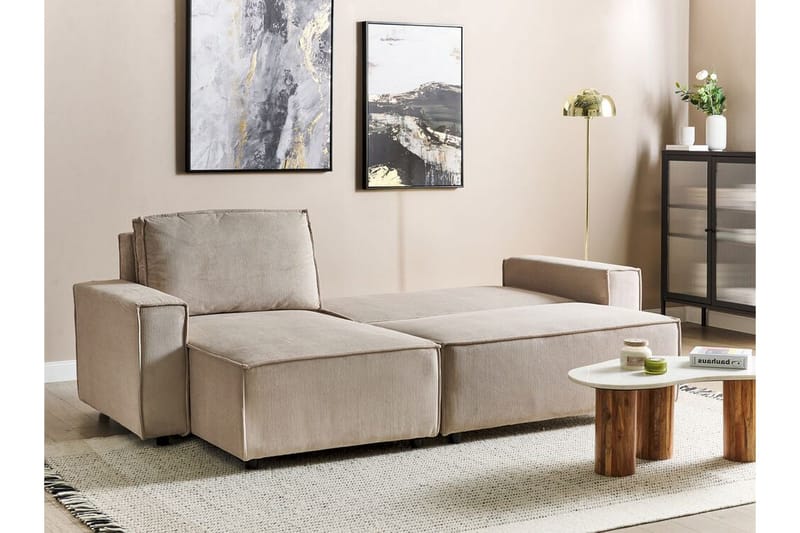 Dyshawn Hörnbäddsoffa 2-sits - Beige/Svart - Möbler - Soffa - Bäddsoffa - Bäddsoffa divan