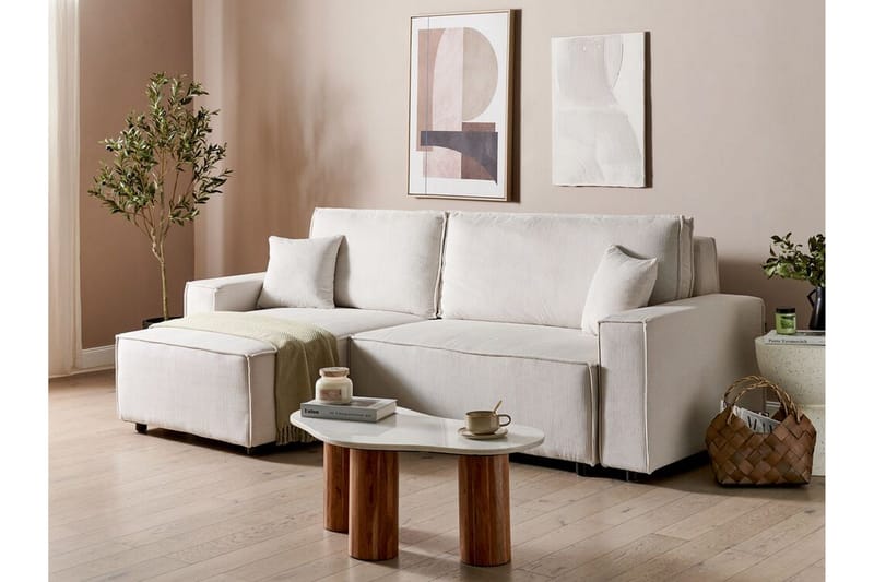 Dyshawn Hörnbäddsoffa 2-sits - Vit/Svart - Möbler - Soffa - Bäddsoffa - Bäddsoffa divan
