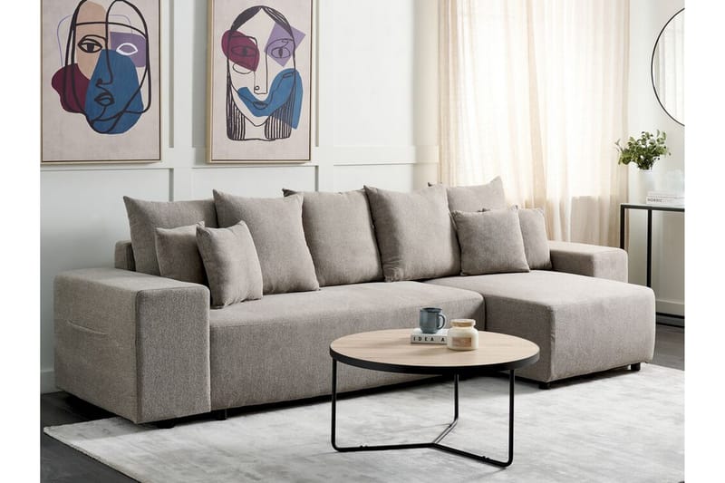 Dysis Hörnbäddsoffa 3-sits - Brun/Svart - Möbler - Soffa - Bäddsoffa - Hörnbäddsoffa