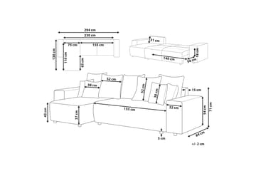 Dysis Hörnbäddsoffa 3-sits - Grå/Svart - Möbler - Soffa - Bäddsoffa - Hörnbäddsoffa