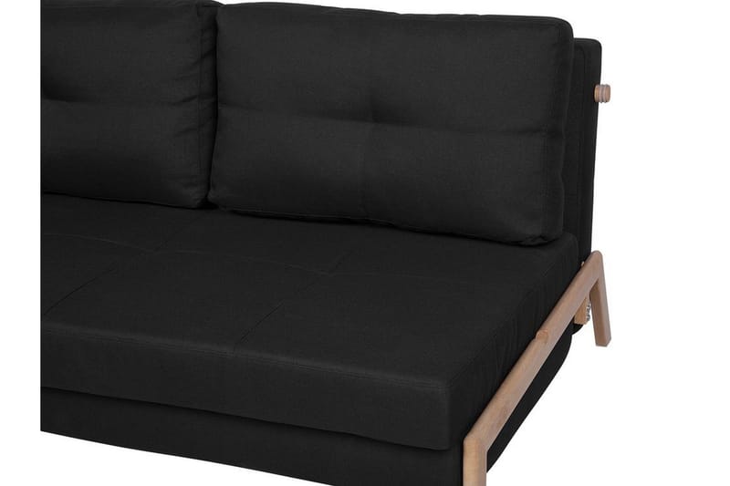 Edland 2-sits Rektangulär Bäddsoffa Fällbar 152 cm i Tyg med Träben - Svart - Möbler - Soffa - Bäddsoffa - Futon - Futon soffa