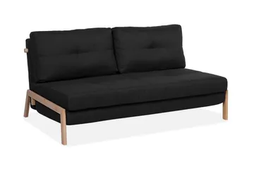 Edland 2-sits Rektangulär Bäddsoffa Fällbar 152 cm i Tyg med Träben - Svart - Möbler - Soffa - Bäddsoffa - Futon - Futon soffa