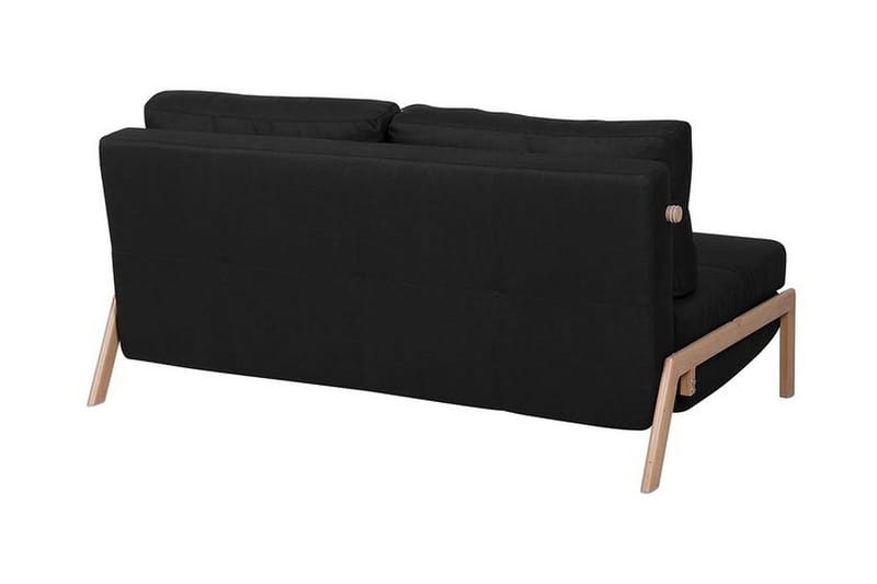 Edland 2-sits Rektangulär Bäddsoffa Fällbar 152 cm i Tyg med Träben - Svart - Möbler - Soffa - Bäddsoffa - Futon - Futon soffa