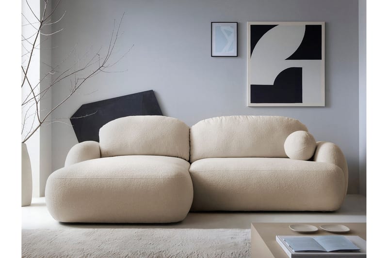 Efrem Bäddsoffa med Divan 3-sits i Bouclé - Beige - Möbler - Soffa - Bäddsoffa - Bäddsoffa divan
