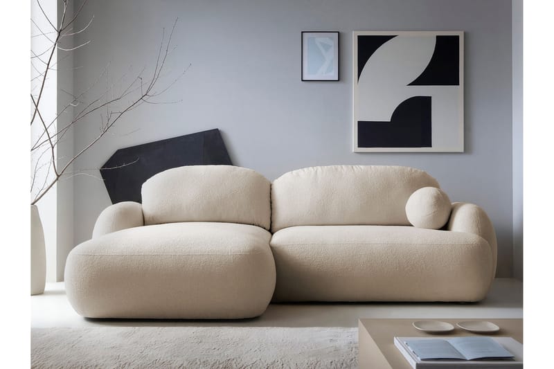 Efrem Bäddsoffa med Divan 3-sits i Bouclé - Beige - Möbler - Soffa - Bäddsoffa - Bäddsoffa divan