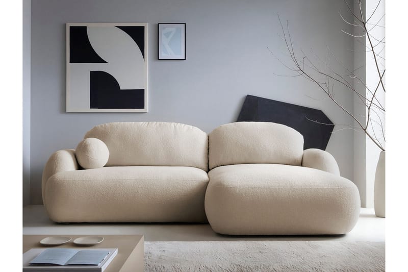 Efrem Bäddsoffa med Divan 3-sits i Bouclé - Beige - Möbler - Soffa - Bäddsoffa - Bäddsoffa divan
