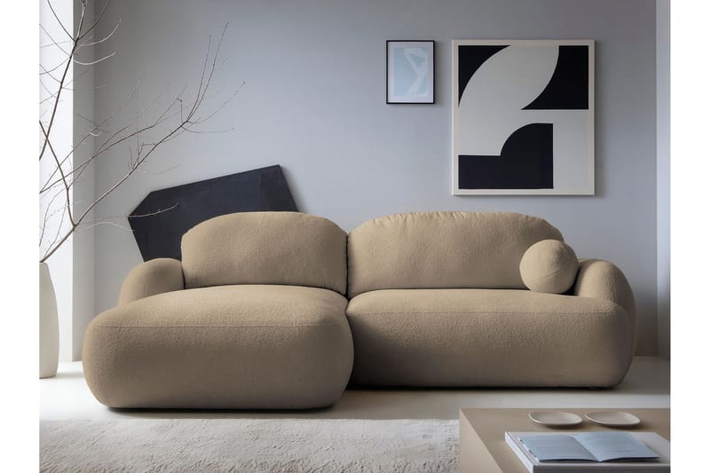 Efrem Bäddsoffa med Divan 3-sits i Bouclé - Brun - Möbler - Soffa - Bäddsoffa - Bäddsoffa divan