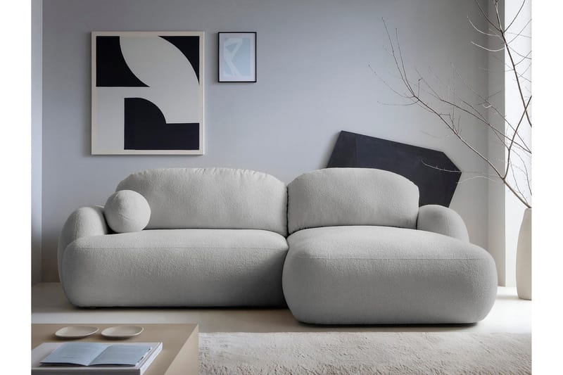 Efrem Bäddsoffa med Divan 3-sits i Bouclé - Ljusgrå - Möbler - Soffa - Bäddsoffa - Bäddsoffa divan