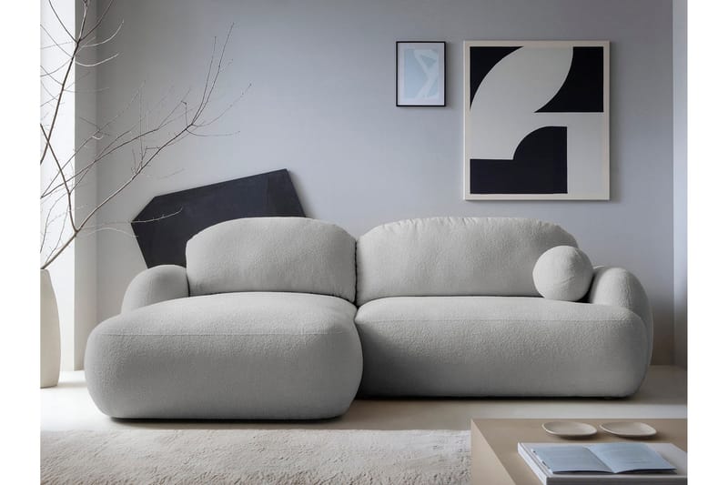 Efrem Bäddsoffa med Divan 3-sits i Bouclé - Ljusgrå - Möbler - Soffa - Bäddsoffa - Bäddsoffa divan