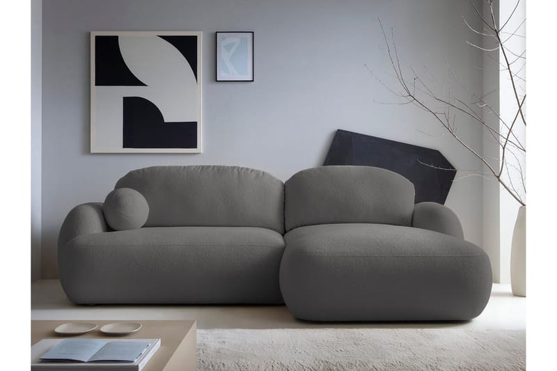 Efrem Bäddsoffa med Divan 3-sits i Bouclé - Mörkgrå - Möbler - Soffa - Bäddsoffa - Bäddsoffa divan