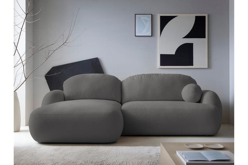 Efrem Bäddsoffa med Divan 3-sits i Bouclé - Mörkgrå - Möbler - Soffa - Bäddsoffa - Bäddsoffa divan