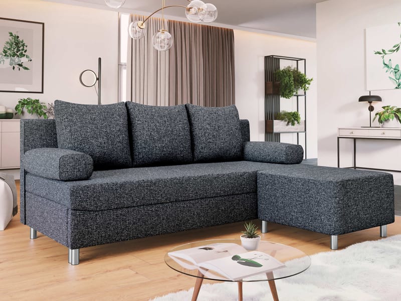 Eifion 3-sits Bäddsoffa med divan Högervänd - grå - Möbler - Soffa - Bäddsoffa - Framåtbäddad bäddsoffa
