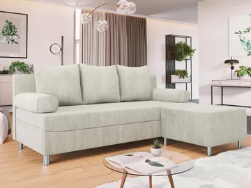 Eifion 3-sits Bäddsoffa med divan Högervänd - ljusbeige - Möbler - Soffa - Bäddsoffa - Framåtbäddad bäddsoffa