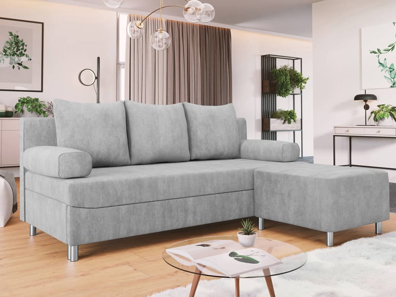Eifion 3-sits Bäddsoffa med divan Högervänd - ljusgrå - Möbler - Soffa - Bäddsoffa - Framåtbäddad bäddsoffa