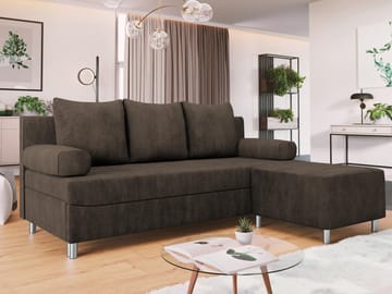 Eifion 3-sits Bäddsoffa med divan Högervänd - mörkbrun - Möbler - Soffa - Bäddsoffa - Framåtbäddad bäddsoffa