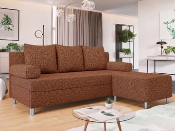 Eifion 3-sits Bäddsoffa med divan Högervänd - rostorange - Möbler - Soffa - Bäddsoffa - Framåtbäddad bäddsoffa