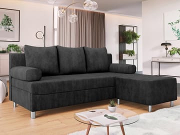 Eifion 3-sits Bäddsoffa med divan Högervänd - svart - Möbler - Soffa - Bäddsoffa - Framåtbäddad bäddsoffa