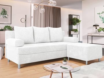 Eifion 3-sits Bäddsoffa med divan Högervänd - vit - Möbler - Soffa - Bäddsoffa - Framåtbäddad bäddsoffa