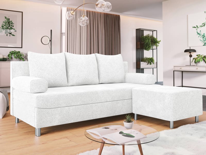 Eifion 3-sits Bäddsoffa med divan Högervänd - vit - Möbler - Soffa - Bäddsoffa - Framåtbäddad bäddsoffa