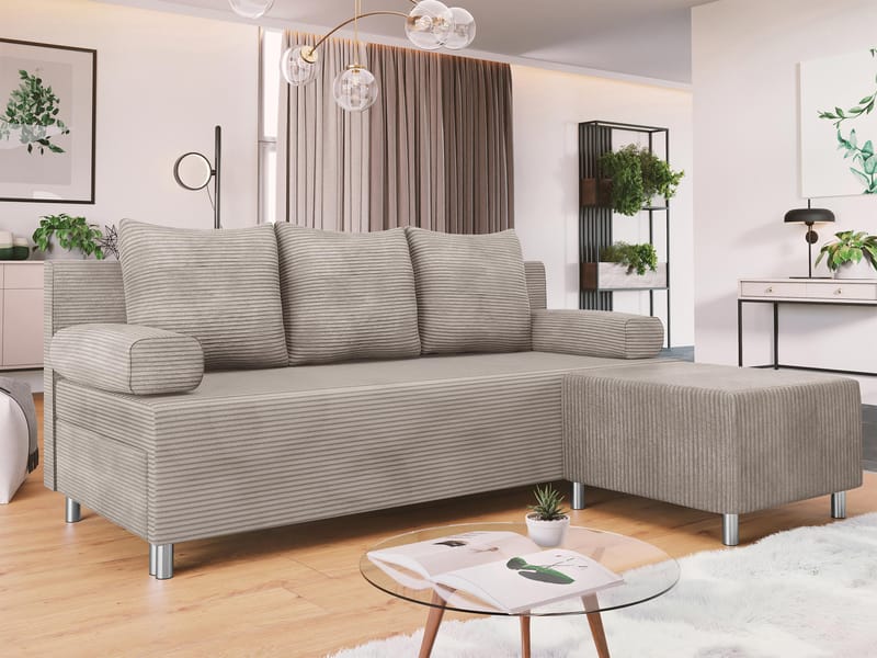Eifion 3-sits Bäddsoffa med fotpall och förvaring - Möbler - Soffa - Bäddsoffa - Bäddsoffa längsbäddad