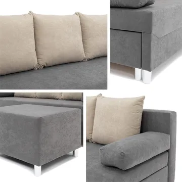 Eifion 3-sits Bäddsoffa med fotpall och förvaring - Möbler - Soffa - Bäddsoffa - Bäddsoffa längsbäddad