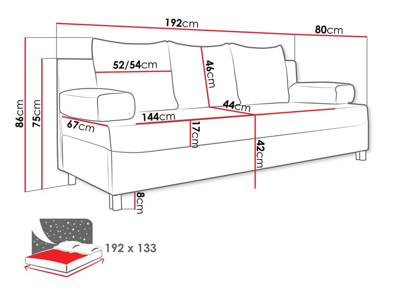 Eifion 3-sits Bäddsoffa - vit - Möbler - Soffa - Bäddsoffa - 3 sits bäddsoffa