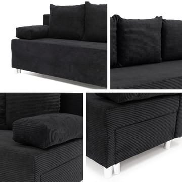 Eifion 3-sits Längsbäddad Bäddsoffa 133x192 cm med Förvaring i Tyg - Grå - Möbler - Soffa - Bäddsoffa - 3 sits bäddsoffa