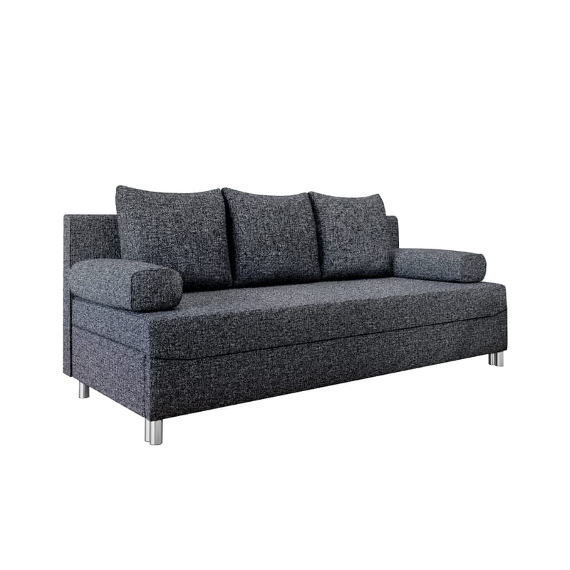 Eifion 3-sits Längsbäddad Bäddsoffa 133x192 cm med Förvaring i Tyg, Grå