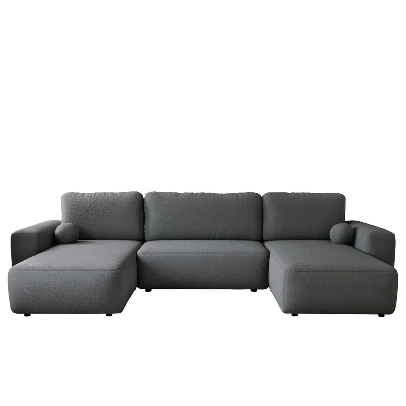 Elvior 5-sits U-formad bäddsoffa med dubbeldivan, grå