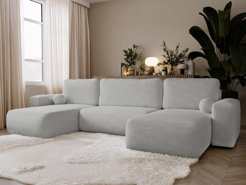 Elvior 5-sits U-formad bäddsoffa med dubbeldivan - grå - Möbler - Soffa - Bäddsoffa - Hörnbäddsoffa