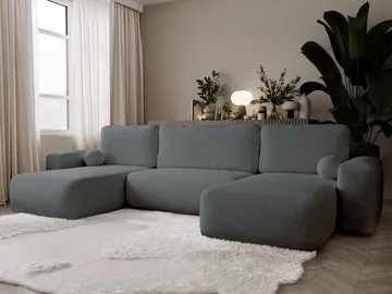 Elvior 5-sits U-formad bäddsoffa med dubbeldivan - grå - Möbler - Soffa - Bäddsoffa - Hörnbäddsoffa