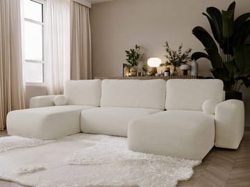 Elvior 5-sits U-formad bäddsoffa med dubbeldivan - vit - Möbler - Soffa - Bäddsoffa - Hörnbäddsoffa