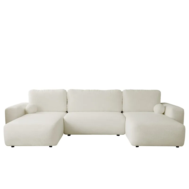 Elvior 5-sits U-formad bäddsoffa med dubbeldivan, vit