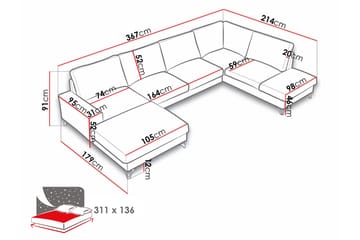 Emet Bäddsoffa med Divan och Schäslong 5-sits - Beige - Möbler - Soffa - Bäddsoffa - Bäddsoffa längsbäddad
