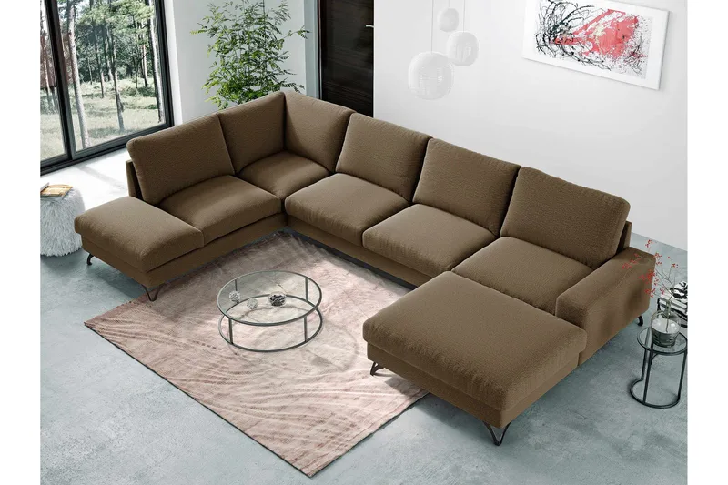 Emet Bäddsoffa med Divan och Schäslong 5-sits - Beige - Möbler - Soffa - Bäddsoffa - Bäddsoffa längsbäddad