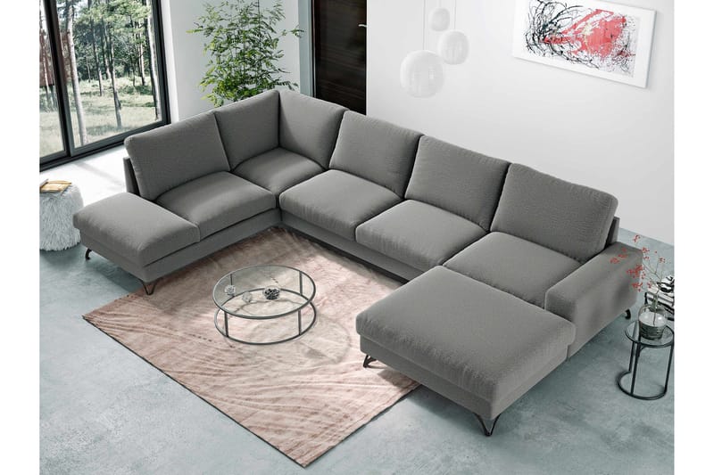 Emet Bäddsoffa med Divan och Schäslong 5-sits - Beige - Möbler - Soffa - Bäddsoffa - Bäddsoffa längsbäddad