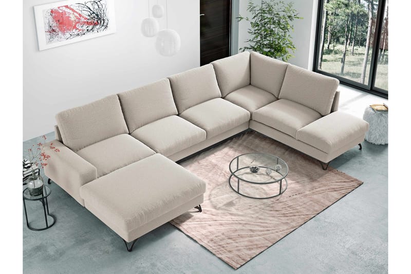 Emet Bäddsoffa med Divan och Schäslong 5-sits - Grå - Möbler - Soffa - Bäddsoffa - Bäddsoffa längsbäddad