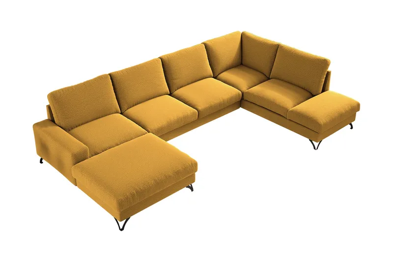 Emet Bäddsoffa med Divan och Schäslong 5-sits, Gul