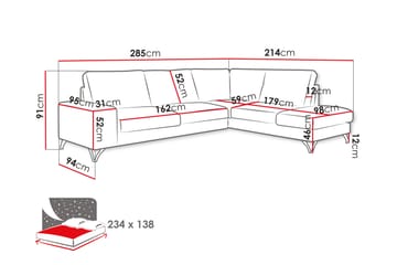 Emet Bäddsoffa med Schäslong 4-sits - Ljusbrun - Möbler - Soffa - Bäddsoffa - Bäddsoffa längsbäddad