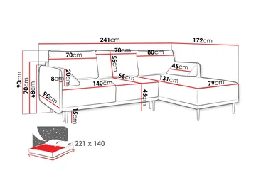 Enaya Bäddsoffa m. Divan 3-sits - Grå - Möbler - Soffa - Bäddsoffa - Bäddsoffa divan