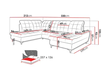 Enzo Bäddsoffa med Divan och Schäslong 4-sits - Beige - Möbler - Soffa - Bäddsoffa - Bäddsoffa divan