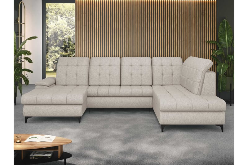 Enzo Bäddsoffa med Divan och Schäslong 4-sits - Beige - Möbler - Soffa - Bäddsoffa - Bäddsoffa divan