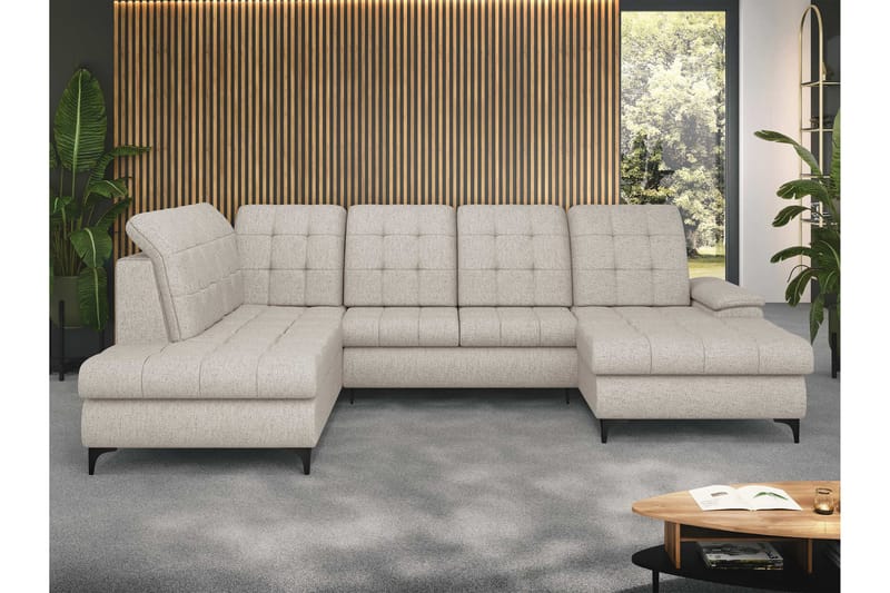 Enzo Bäddsoffa med Divan och Schäslong 4-sits - Beige - Möbler - Soffa - Bäddsoffa - Bäddsoffa divan