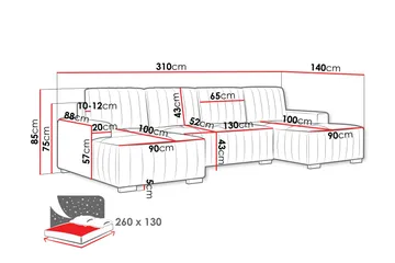 Esher Bäddsoffa Dubbeldivan 4-sits i Plysch - Brun - Möbler - Soffa - Bäddsoffa - U bäddsoffa
