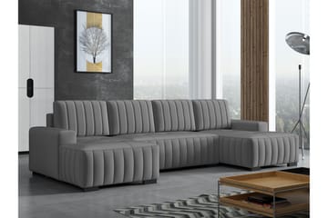 Esher Bäddsoffa Dubbeldivan 4-sits i Plysch - Mörkgrå - Möbler - Soffa - Bäddsoffa - U bäddsoffa