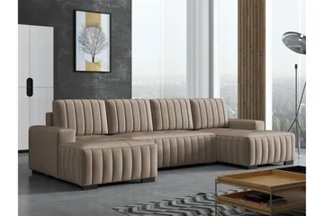 Esher Bäddsoffa Dubbeldivan 4-sits i Plysch - Beige - Möbler - Soffa - Bäddsoffa - U bäddsoffa