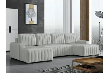 Esher Bäddsoffa Dubbeldivan 4-sits i Plysch - Grå - Möbler - Soffa - Bäddsoffa - U bäddsoffa