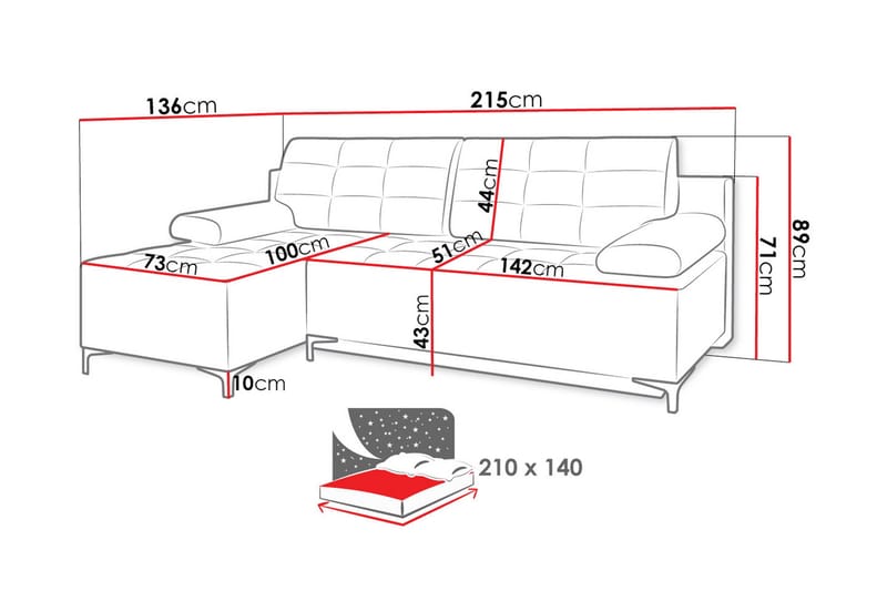 FABIO 4-sits Bäddsoffa Vänster - Beige - Möbler - Soffa - Bäddsoffa - Bäddsoffa divan