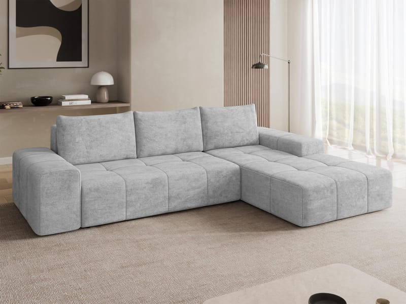 Falor 3-sits Bäddsoffa med Divan Höger och Förvaring - Grå - Möbler - Soffa - Bäddsoffa - Hörnbäddsoffa