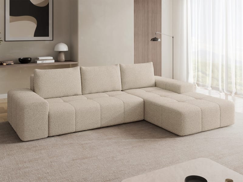 Falor 3-sits Bäddsoffa med divan Högervänd - Beige - Möbler - Soffa - Bäddsoffa - Hörnbäddsoffa